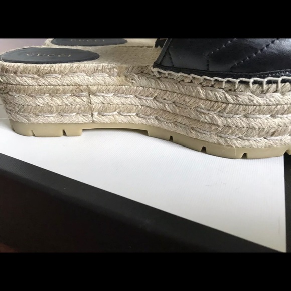 SOLD Authentic Gucci Black Leather Espadrille - Picture 6 of 7